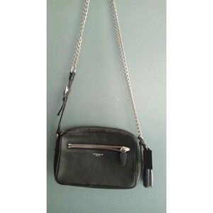 Coach Crossbody Camera Bag Chain Strap Black Leather Designer‎ Purse